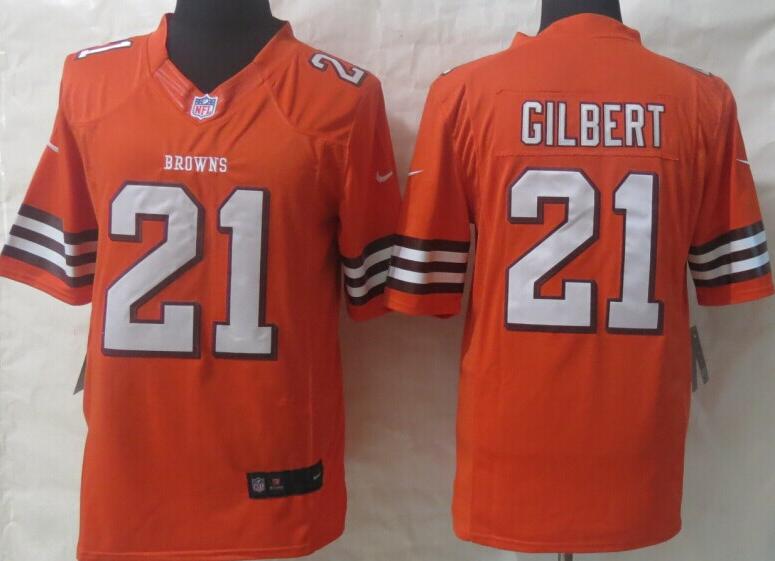Nike Cleveland Browns 21 Justin Gilbert Orange Limited NFL Jerseys