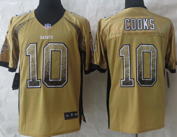 Nike New Orleans Saints 10 Brandin Cooks Gold Drift Fashion Elite NFL Jerseys