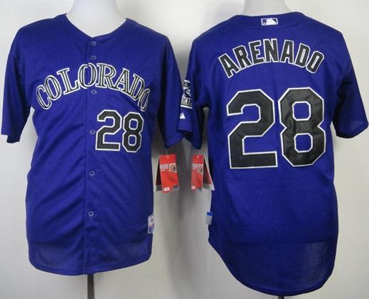 Colorado Rockies 28 Nolan Arenado Purple Cool Base MLB Jerseys