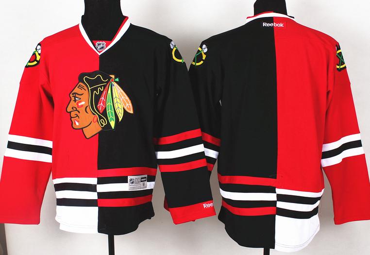 Chicago Blackhawks Blank Black Red Split NHL Jerseys