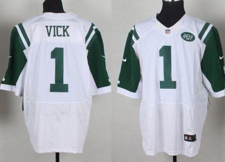Nike New York Jets #1 Michael Vick White NFL Elite Jerseys