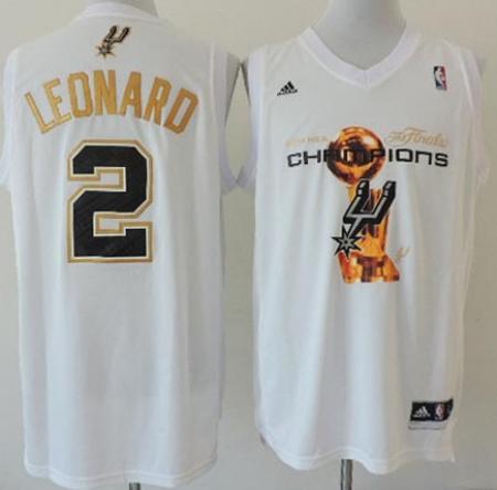 San Antonio Spurs 2 Kawhi Leonard White 2014 Fianls Champions NBA Jerseys