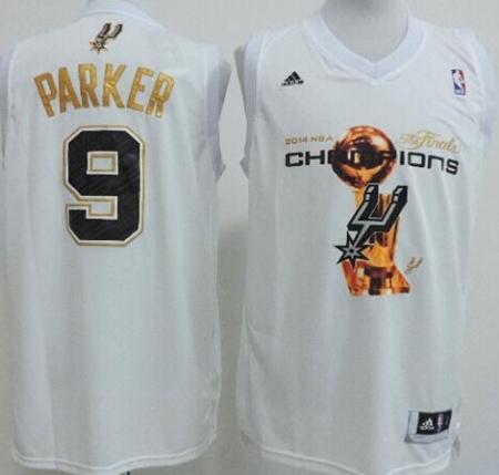 San Antonio Spurs 9 Tony Parker White 2014 Fianls Champions NBA Jerseys