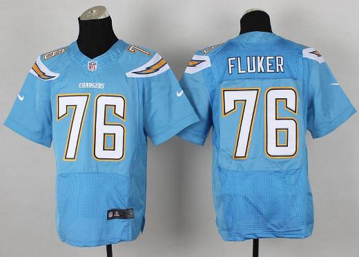 Nike San Diego Chargers 76 D.J. Fluker Light Blue Elite NFL Jersey