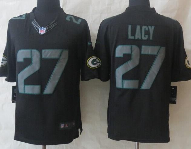 Nike Green Bay Packers 27 Eddie Lacy Black Impact LIMITED NFL Jerseys