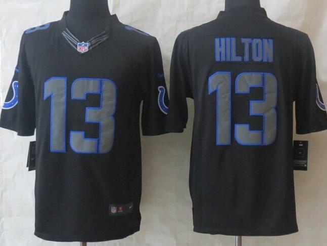 Nike Indianapolis Colts 13 T.Y. Hilton Black Impact LIMITED NFL Jerseys