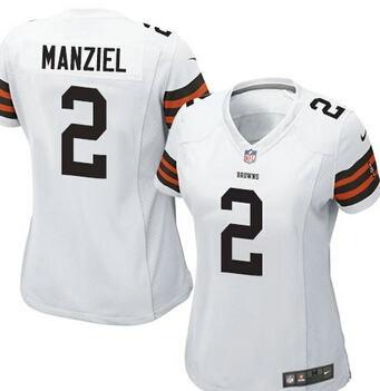 Women Nike Cleveland Browns #2 Johnny Manziel White NFL Jerseys