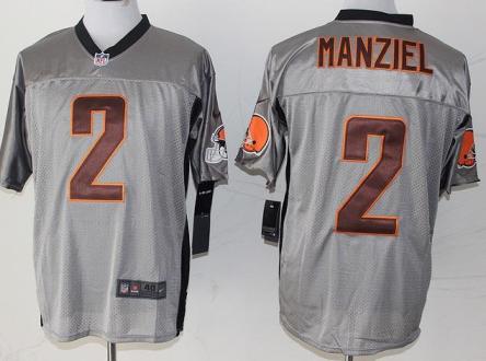 Nike Cleveland Browns #2 Johnny Manziel Grey Shadow Elite NFL Jerseys