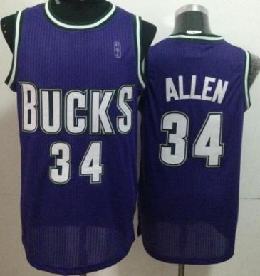 Milwaukee Bucks 34# Ray Allen Purple Revolution 30 NBA Jerseys