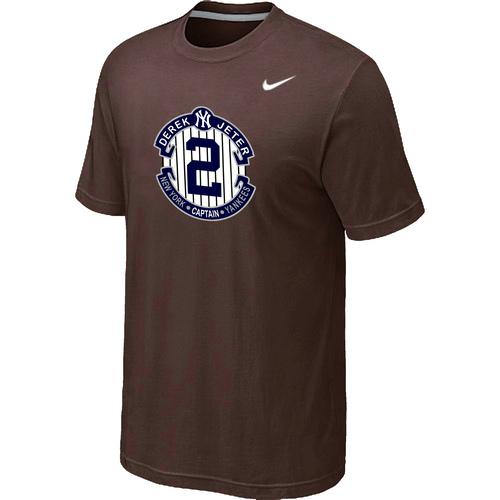 Nike New York Yankees 2 Derek Jeter Official Final Season Commemorative Logo T-Shirt Brown