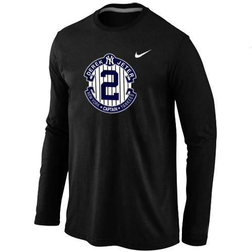 Nike New York Yankees 2 Derek Jeter Official Final Season Commemorative Logo Long Sleeve T-Shirt Black