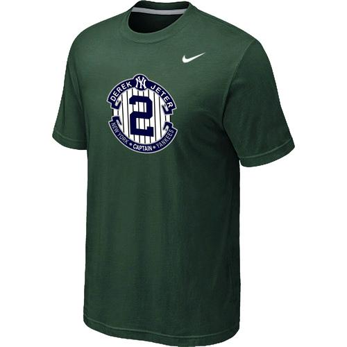 Nike New York Yankees 2 Derek Jeter Official Final Season Commemorative Logo T-Shirt Dark Green