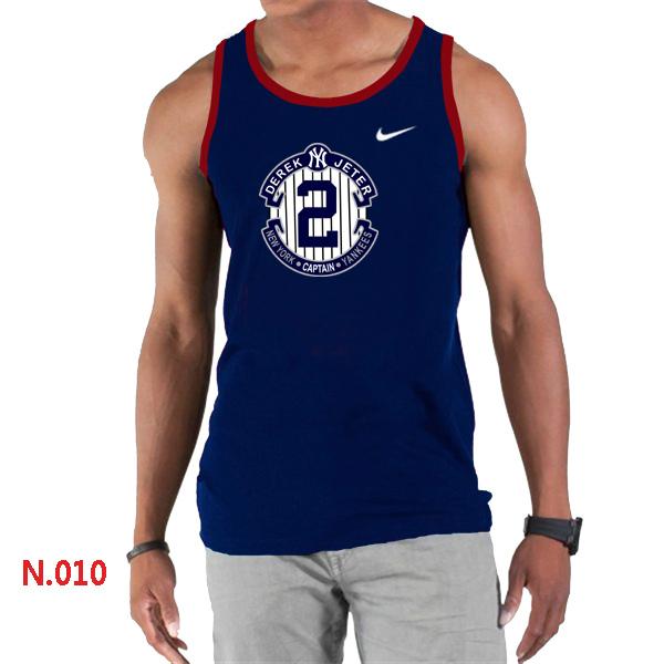 Nike New York Yankees 2 Derek Jeter Official Final Season Commemorative Logo men Tank Top D.Blue