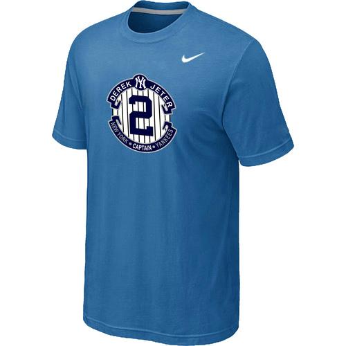 Nike New York Yankees 2 Derek Jeter Official Final Season Commemorative Logo T-Shirt light Blue