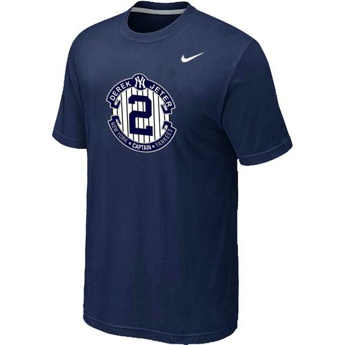 Nike New York Yankees 2 Derek Jeter Official Final Season Commemorative Logo T-Shirt Dark blue