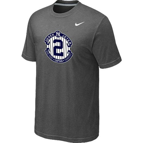 Nike New York Yankees 2 Derek Jeter Official Final Season Commemorative Logo T-Shirt Dark Grey