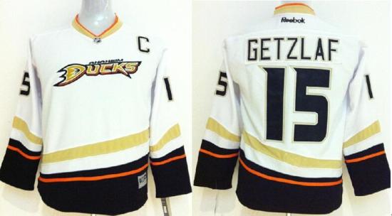 Anaheim Ducks 15 Ryan Getzlaf White NHL Hockey Jersey