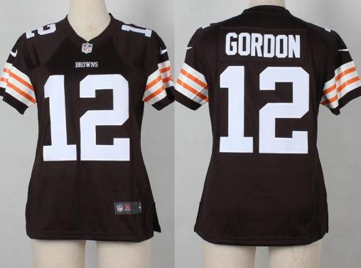 Women Nike Cleveland Browns 12 Josh Gordon Brown NFL Jerseys