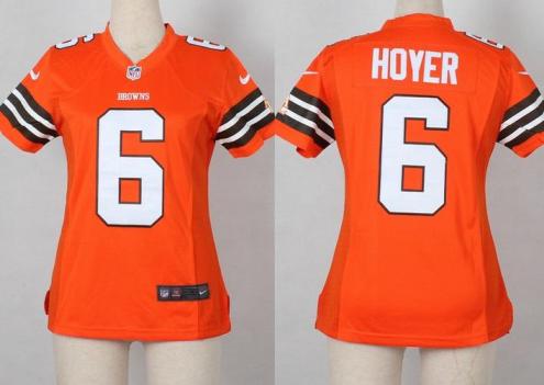 Women Nike Cleveland Browns 6 Brian Hoyer Orange NFL Jersey