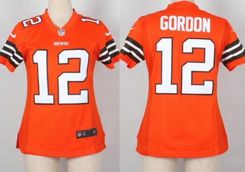 Women Nike Cleveland Browns 12 Josh Gordon Orange NFL Jerseys
