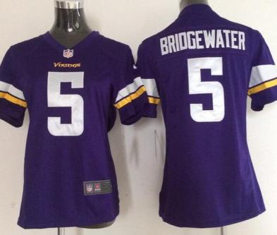 Women Nike Minnesota Vikings 5 Teddy Bridgewater Purple NFL Jerseys