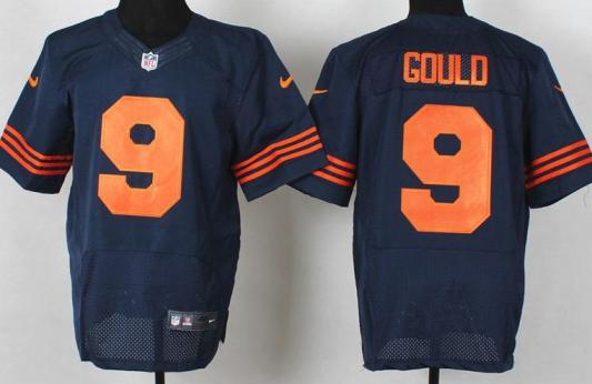 Nike Chicago Bears 9 Robbie Gould Blue Elite NFL Jerseys Orange Number
