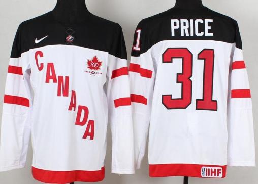 Canada Olympic 100th Anniversary 31 Carey Price White Hockey Jerseys