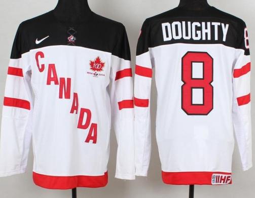 Canada Olympic 100th Anniversary 8 Drew Doughty White Hockey Jerseys