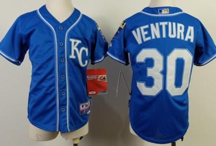Kids Kansas City Royals 30 Yordano Ventura Blue Cool Base MLB Jerseys