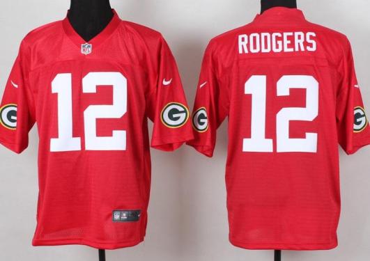 Nike Green Bay Packers 12 Aaron Rodgers Elite Red QB NFL Jerseys