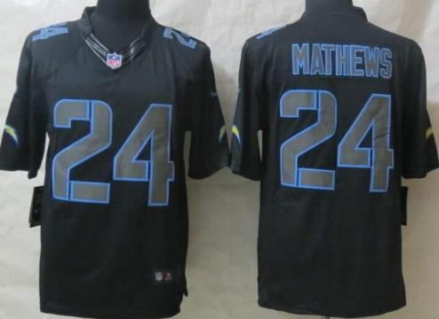 Nike San Diego Chargers 24# Ryan Mathews Black Impact LIMITED NFL Jerseys