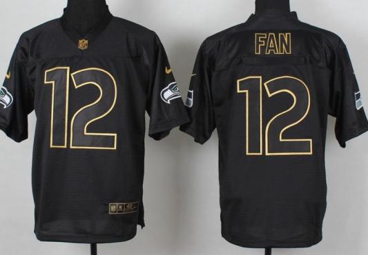 Nike Seattle Seahawks 12 Fan 2014 PRO Gold Lettering Fashion NFL Jerseys