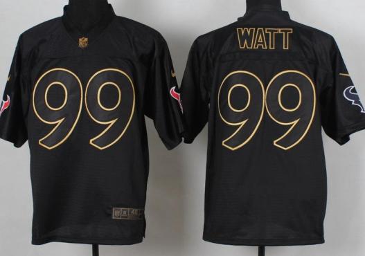 Nike Houston Texans 99 J.J. Watt 2014 PRO Gold Lettering Fashion NFL Jerseys