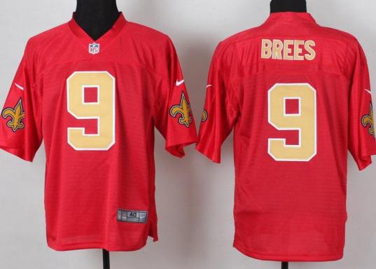 Nike New Orleans Saints 9 Drew Brees Elite Red QB NFL Jerseys