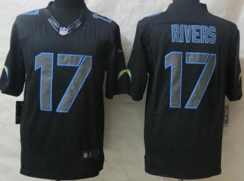 Nike San Diego Chargers 17 Philip Rivers Black Impact LIMITED NFL Jerseys