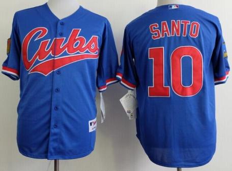 Chicago Cubs 10 Ron Santo 1994 Throwback Blue MLB Jerseys