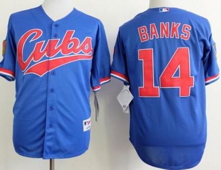 Chicago Cubs 14 Ernie Banks 1994 Throwback Blue MLB Jerseys