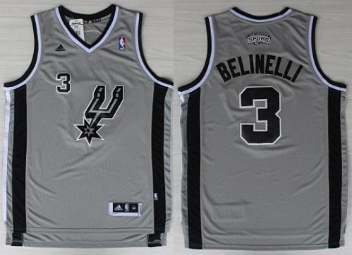 San Antonio Spurs 3 Marco Belinelli Grey Revolution 30 Swingman NBA Jerseys