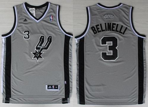 San Antonio Spurs 3 Marco Belinelli Grey Revolution 30 Swingman NBA Jerseys