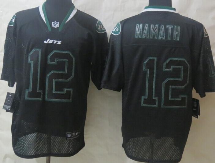 Nike New York Jets 12 Joe Namath Lights Out Black Elite NFL Jerseys