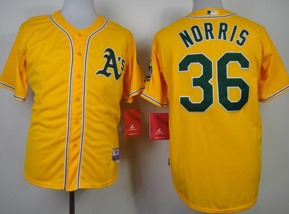 Oakland Athletics 36 Derek Norris Yellow Cool Base MLB Jerseys