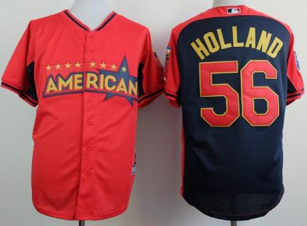 2014 All-Star Game American League Kansas City Royals 56 Greg Holland Red Blue MLB Jerseys