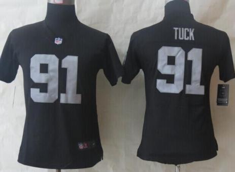 Women Nike Oakland Raiders 91 Justin Tuck Black Limited NFL Jerseys
