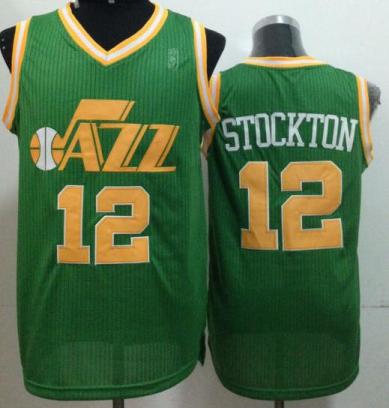 Utah Jazz 12 John Stockton Green Revolution 30 NBA Jerseys