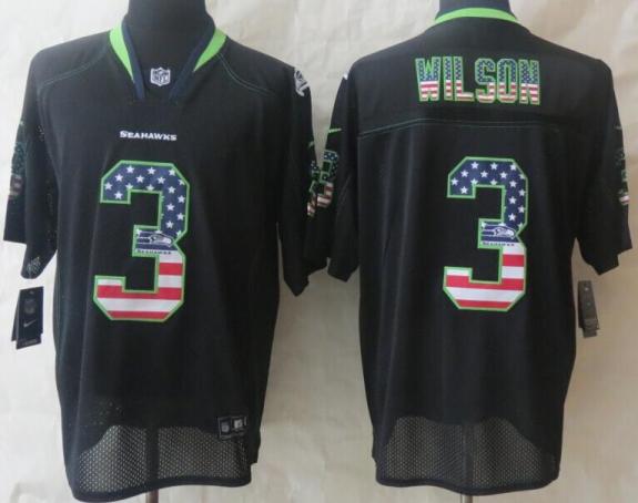 Nike Seattle Seahawks 3 Russell Wilson Black USA Flag Fashion Elite NFL Jerseys