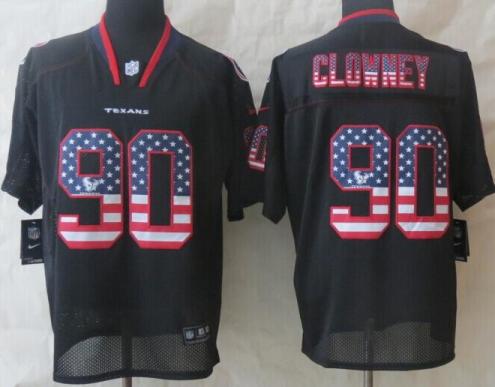 Nike Houston Texans 90 Jadeveon Clowney Black USA Flag Fashion Elite NFL Jerseys