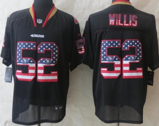 Nike San Francisco 49ers 52 Patrick Willis Black USA Flag Fashion Elite NFL Jerseys