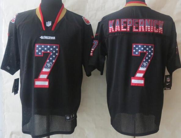 Nike San Francisco 49ers 7 Colin Kaepernick Black USA Flag Fashion Elite NFL Jerseys