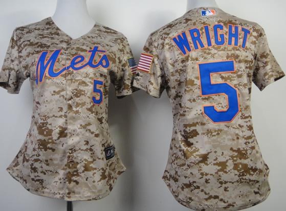 Women New York Mets 5# David Wright 2014 Camo Cool Base MLB Jersey