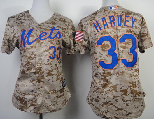 Women New York Mets 33 Matt Harvey 2014 Camo Cool Base MLB Jersey